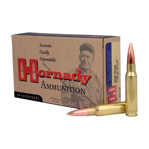 Hornady .308win 178gr Match Bthp 20rds - 8105