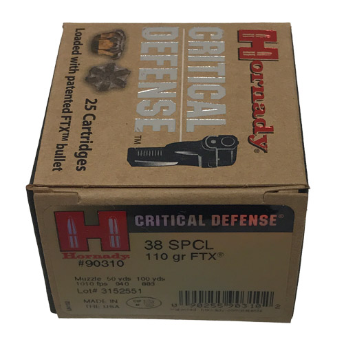 Hornady .38 Special Critical Defense .110gr Ftx Ammunition - 90310