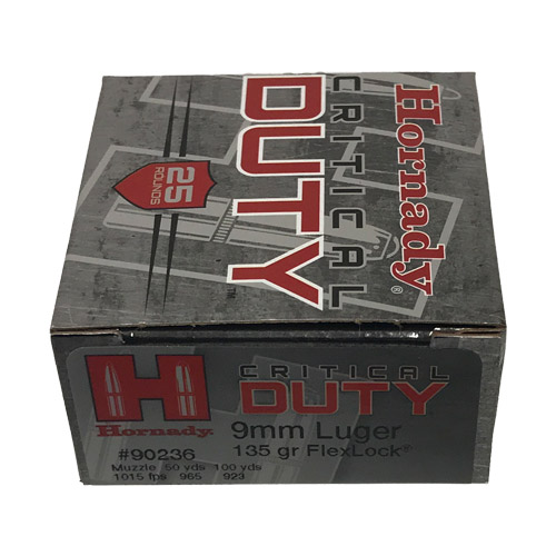 Hornady Critical Duty 9mm 135gr Hp Flexlock 25rd - 90236