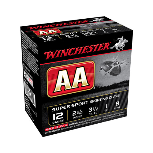 Winchester Aa Super Sport 12ga 2.75` 1oz #8 25rds - Aascl128