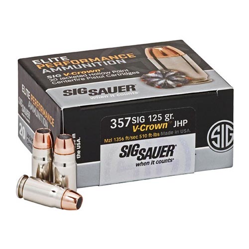 Sig Sauer .357sig 125gr Jhp V-Crown 20rds - E357s1-20