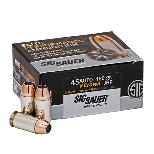 Sig Sauer .45 Acp 185gr Jhp V-Crown 20rds - E45ap0